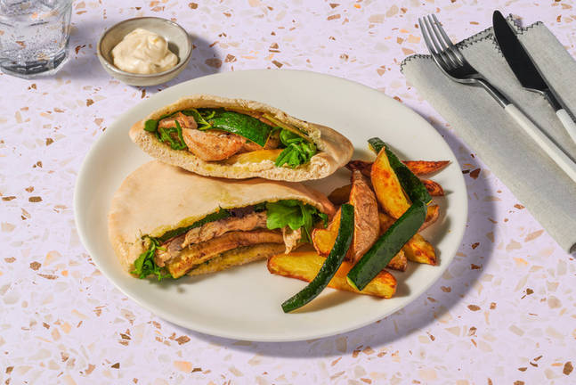 Greek Chicken Pitas & Lemon-Pepper Fries