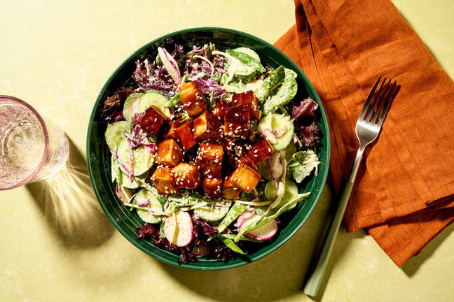 Miso Tofu Bites & Pea Pod Slaw Bowl
