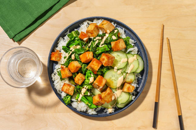 Sweet-Soy Tofu & Baby Broccoli Rice Bowl