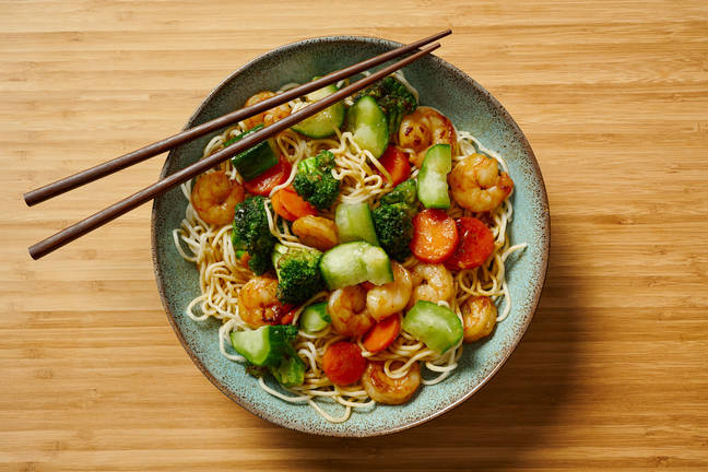 Asian BBQ Spiced Prawn Noodle Stir-Fry
