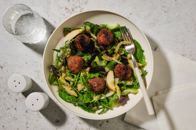 Sticky Beef Meatballs & Sweet Turnip Salad