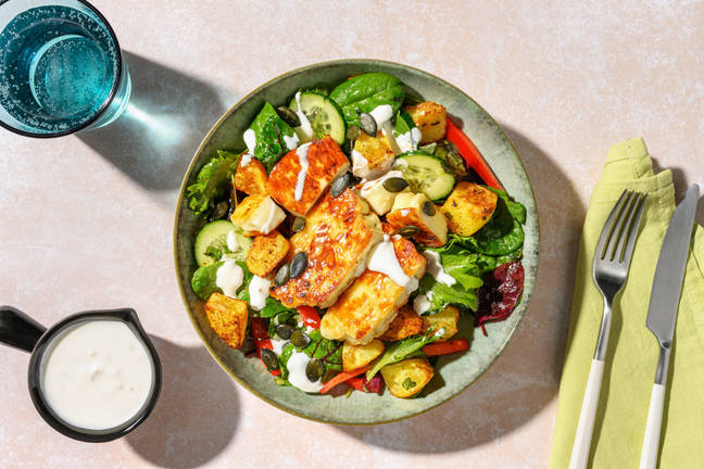 Honey Haloumi & Mumbai Potato Salad