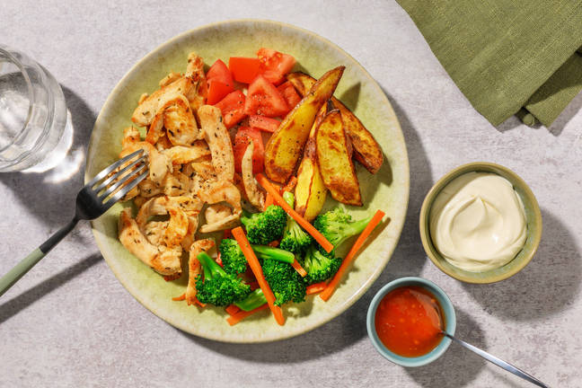 Savoury Chicken Strips & Rainbow Veggies