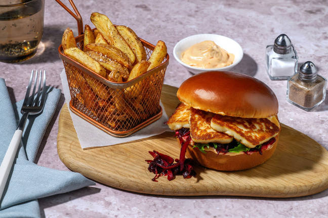 Seared Haloumi & Beetroot Relish Burger