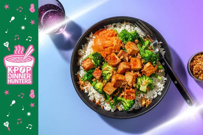 Umami Tofu, Kimchi & Mixed Greens Bowl