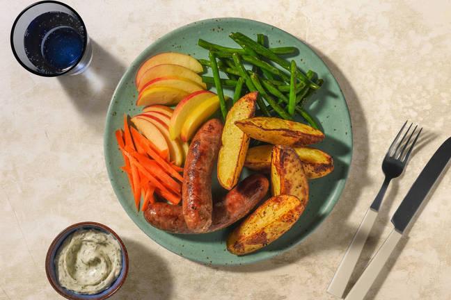 Herby Pork Sausages & Moemoe Potato Wedges