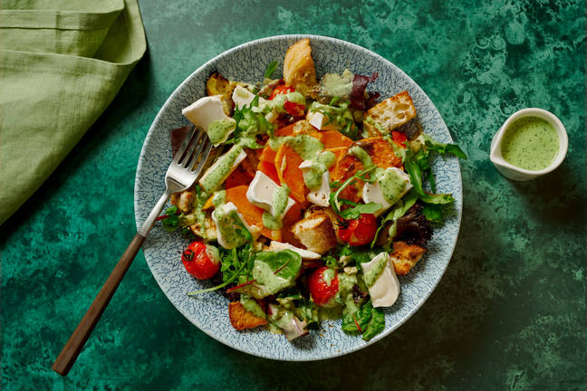 Garlicky Pumpkin & Goat Cheese Salad
