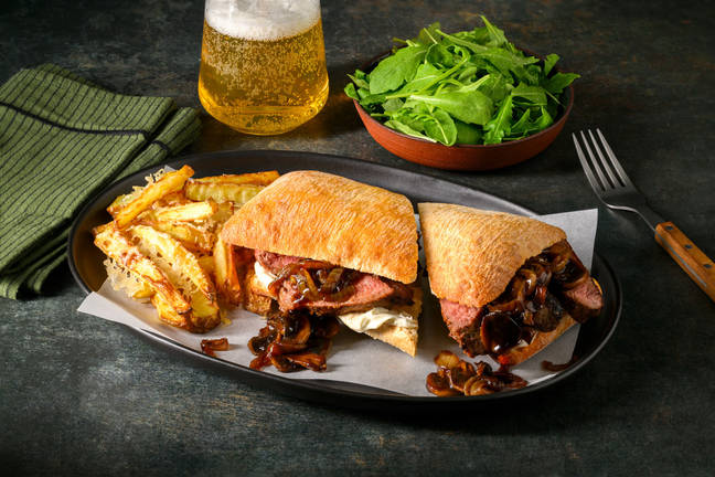 Top Beef Steak, Onion & Mushroom Ciabatta