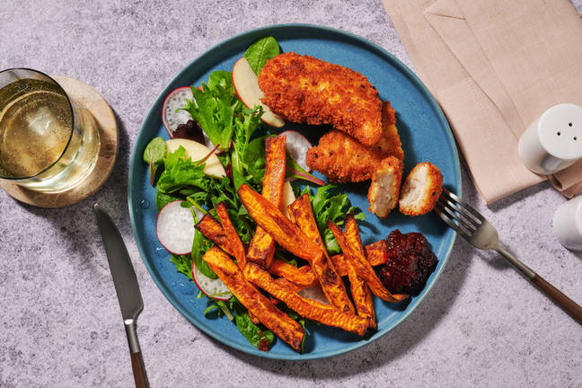 Plant-Based Crumbed Chick'n & Kūmara Fries