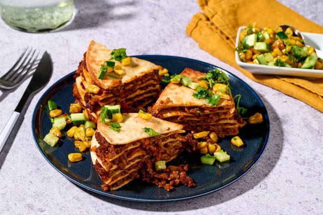 Plant-Based Mince Tortilla Stack