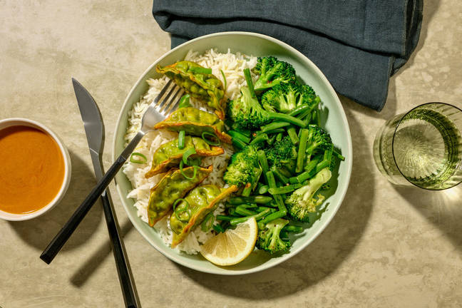Veggie Dumplings & Thai Red Curry Sauce