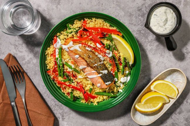 Quick Seared Salmon & Veggie Couscous Bowl