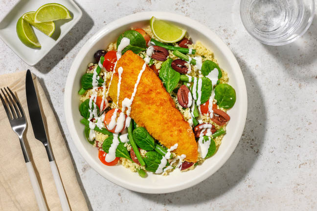 Shortcut Crumbed Fish & Couscous Salad