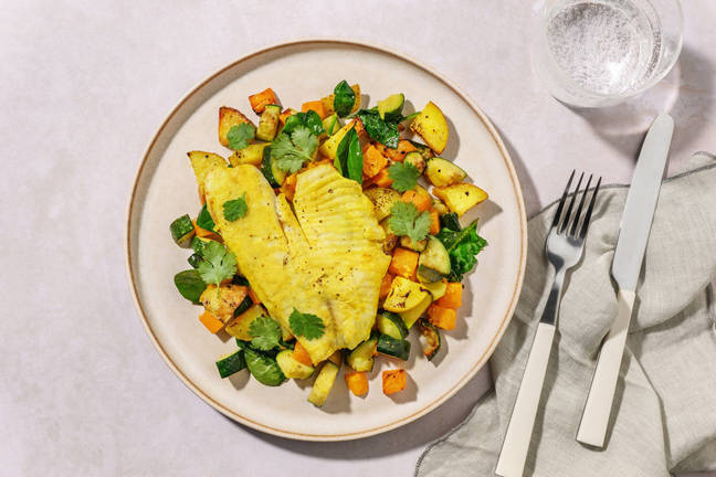 One-Tray Tandoori White Fish & Veg Medley