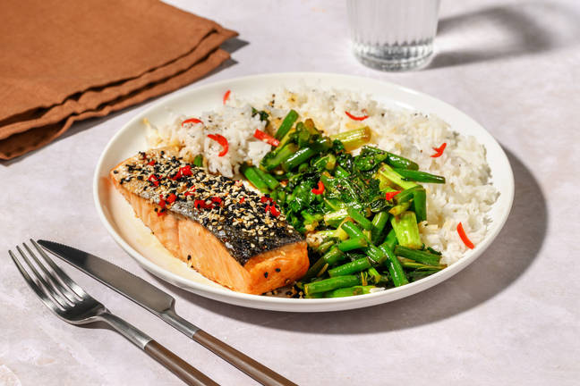 Sesame-Crusted Salmon & Ginger Rice