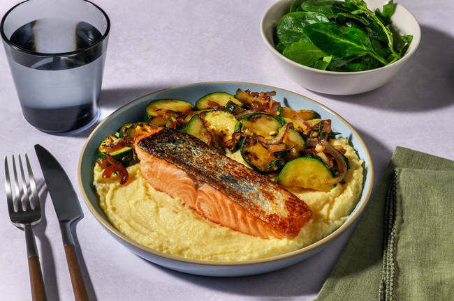 Speedy Seared Salmon & Parmesan Polenta