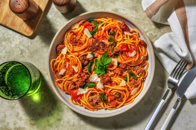 Saucy Beef & Cherry Tomato Speedy Spaghetti