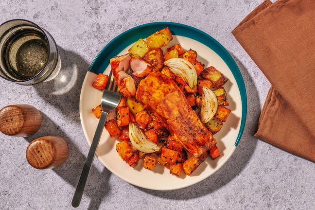 One-Tray Teriyaki Salmon & Veggie Bake