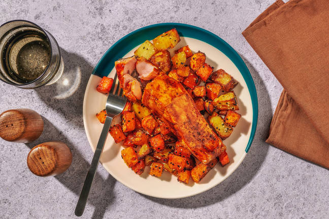 One-Tray Teriyaki-Glazed Salmon & Veggie Bake