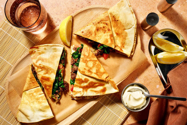 Cheat's Turkish Beef, Fetta & Spinach Gözleme