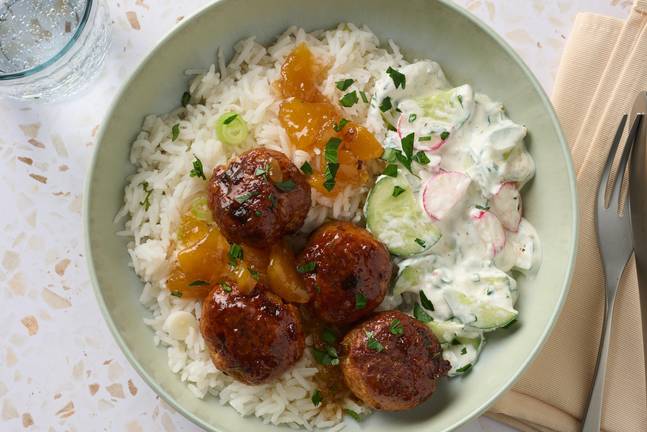 Boulettes de dinde glacées au chutney de mangue