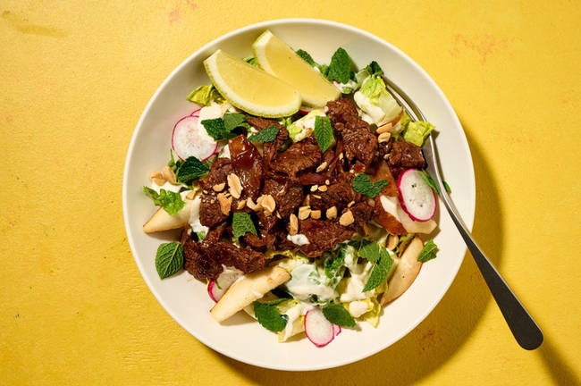 Quick Thai-Style Glazed Beef & Pear Salad