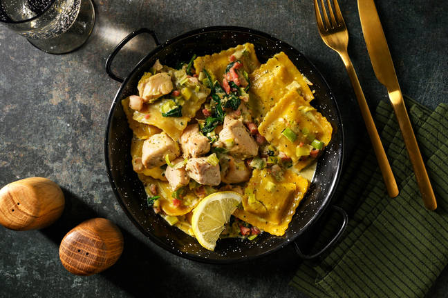 Date-Night Basil Chicken & Bacon Raviolini
