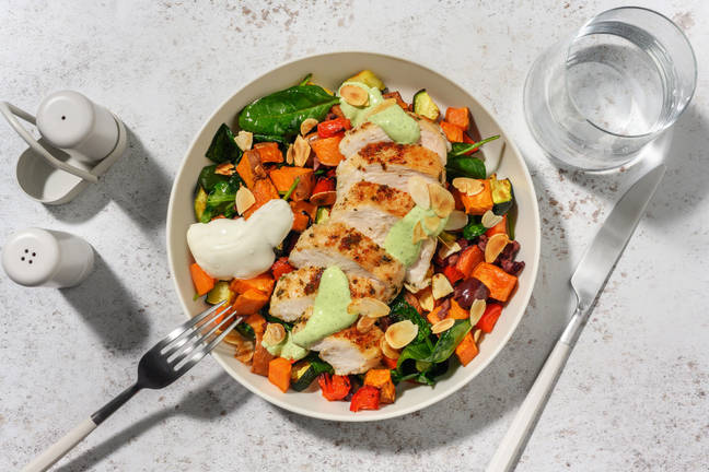 Mediterranean Chicken & Veggie-Olive Toss