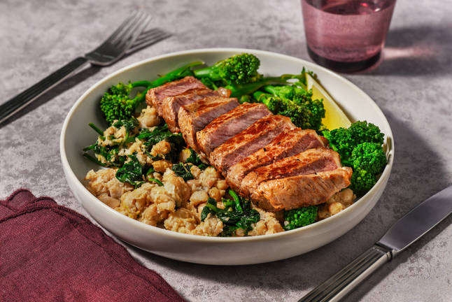 Seared Beef & Zesty Braised White Beans