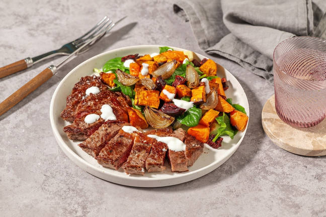 Sizzling Beef & Roasted Root Veggie Toss