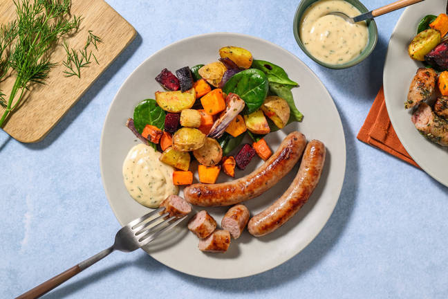 Pork Sausage & Roast Veggie Traybake