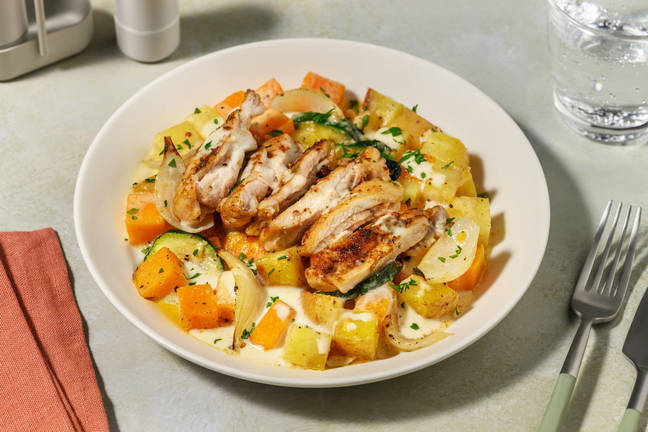 Baked Chicken & Pumpkin-Potato Toss