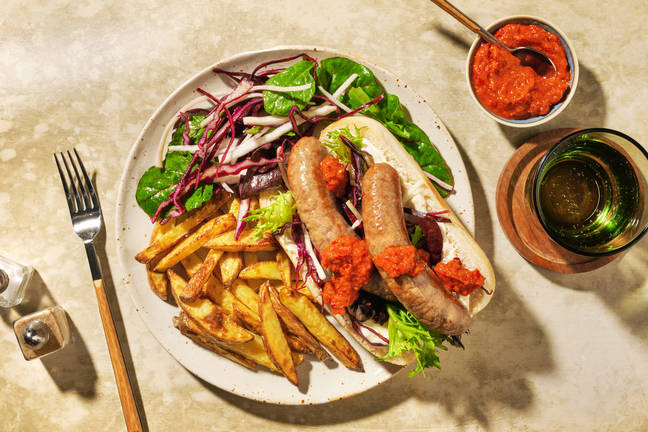 Pork Sausage & Capsicum Relish Hot Dogs