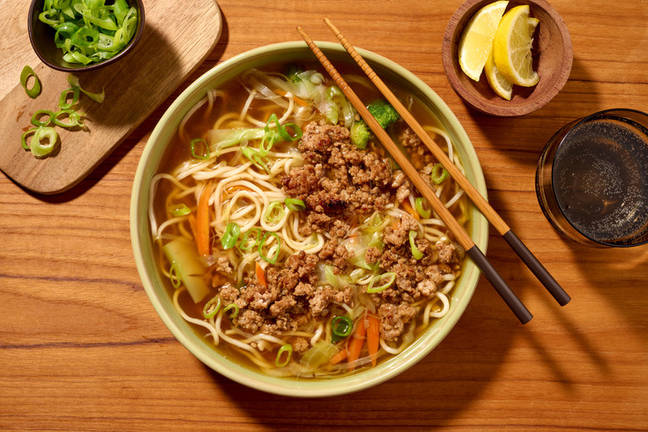 One-Pot Garlic Pork & Veggie Noodle Soup