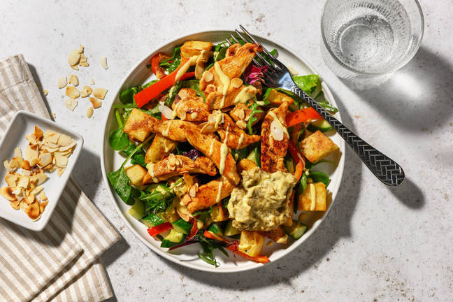 Chermoula-Honey Chicken & Pita Chips Salad