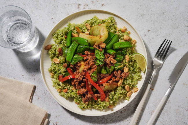 Sweet Chilli Pork & Nutty Broccoli-Cauli Rice