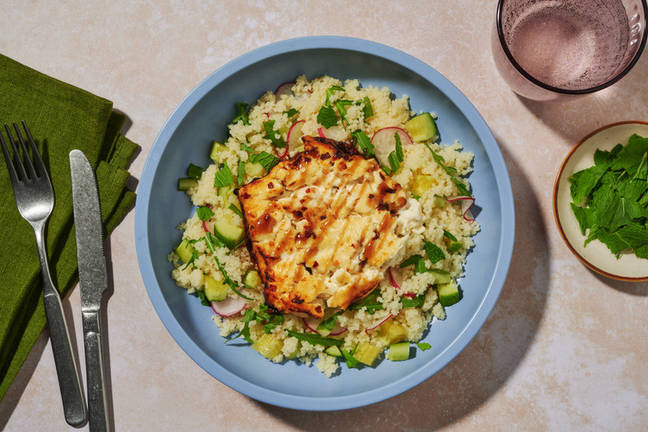 Hot Honey Baked Feta & Fast Veggie Couscous