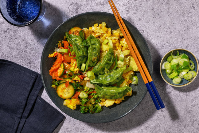 Veggie Gyoza & Kimchi Cos Heart Salad