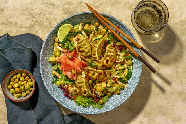 Veggie Potstickers & Sesame-Miso Wombok Salad