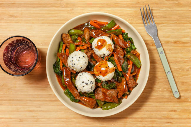 Saucy Beef & Sesame Rice Balls