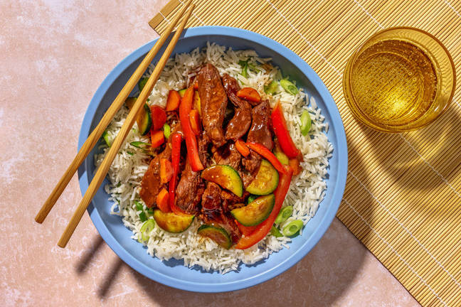 Satay Beef & Garlicky Spring Onion Rice