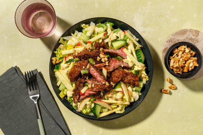 Fast Herbed Beef & Apple-Walnut Salad