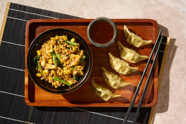 Pork-Chive Dumplings & Egg Fried Rice