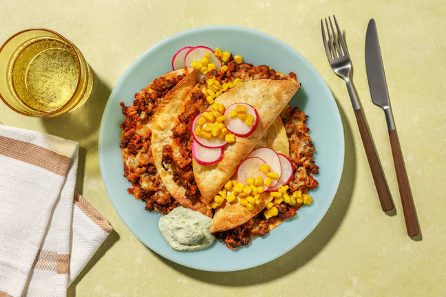 Cheesy Garlic-Herb Beef & Pork Quesadillas