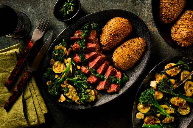 Mojo Verde Roast Beef & Hasselback Potatoes