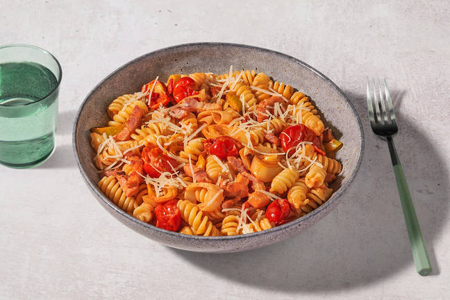 Bacon & Blistered Cherry Tomato Fusilli