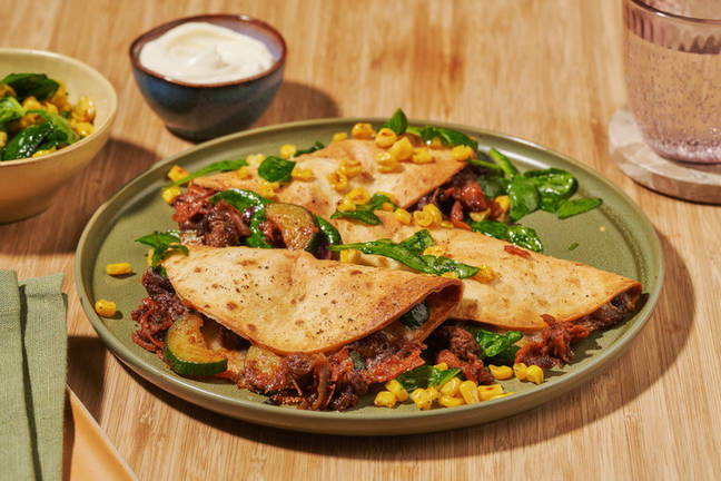 American-Style Beef & Pork Quesadillas