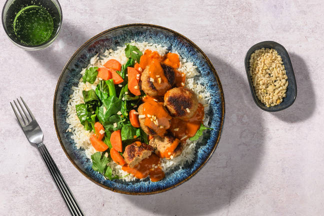 Pork Meatballs & Mild Thai Red Curry Sauce 