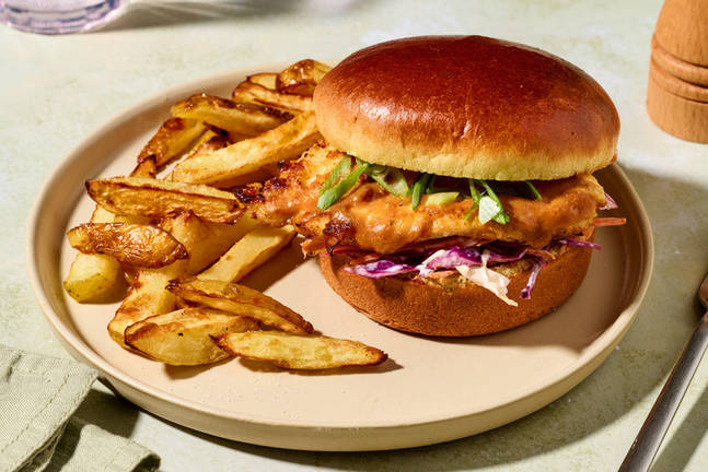 Miso-Glazed Fried Chicken Burger 