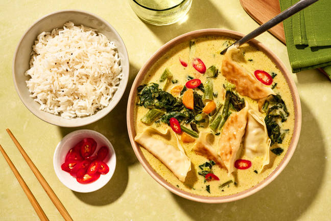 Pork Dumplings In Thai Green Curry Soup